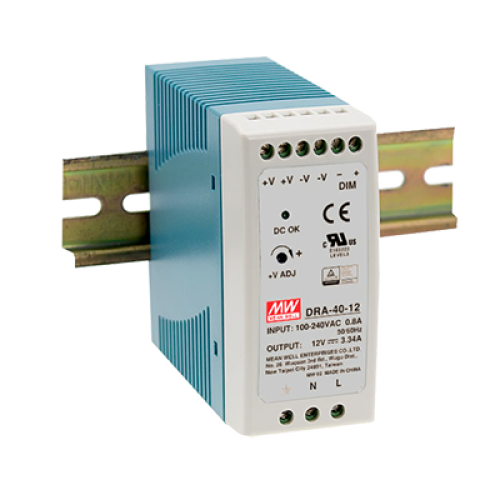 40.08W 12V 3.34A Switching DIN RAIL Power Supply with Dimming Functionality