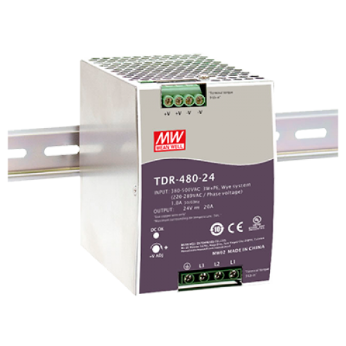 480W 48VDC 10A Three Phase PFC Industrial DIN Rail Power Supply