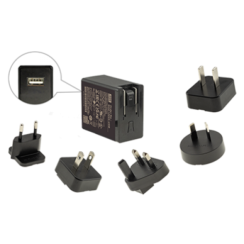 12W 5VDC 2.4A Interchangeable Base Plug Top Adapter with USB-A